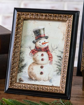 Vintage Framed Snowman