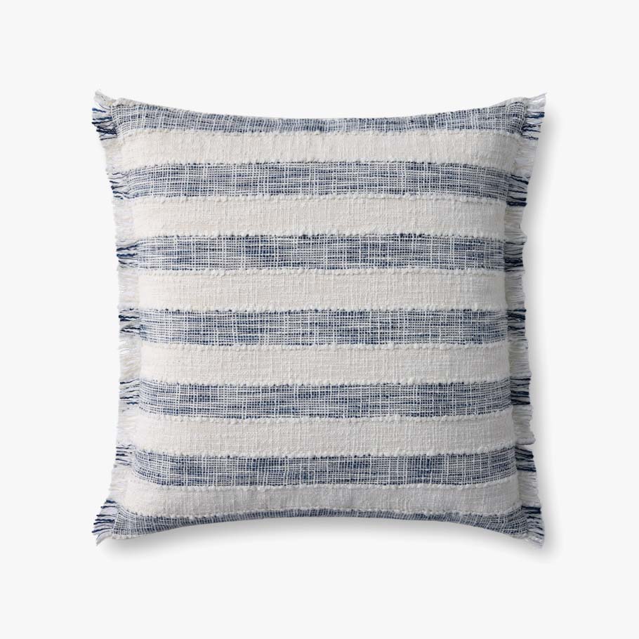 22" x 22" Blue/Ivory Down Pillow