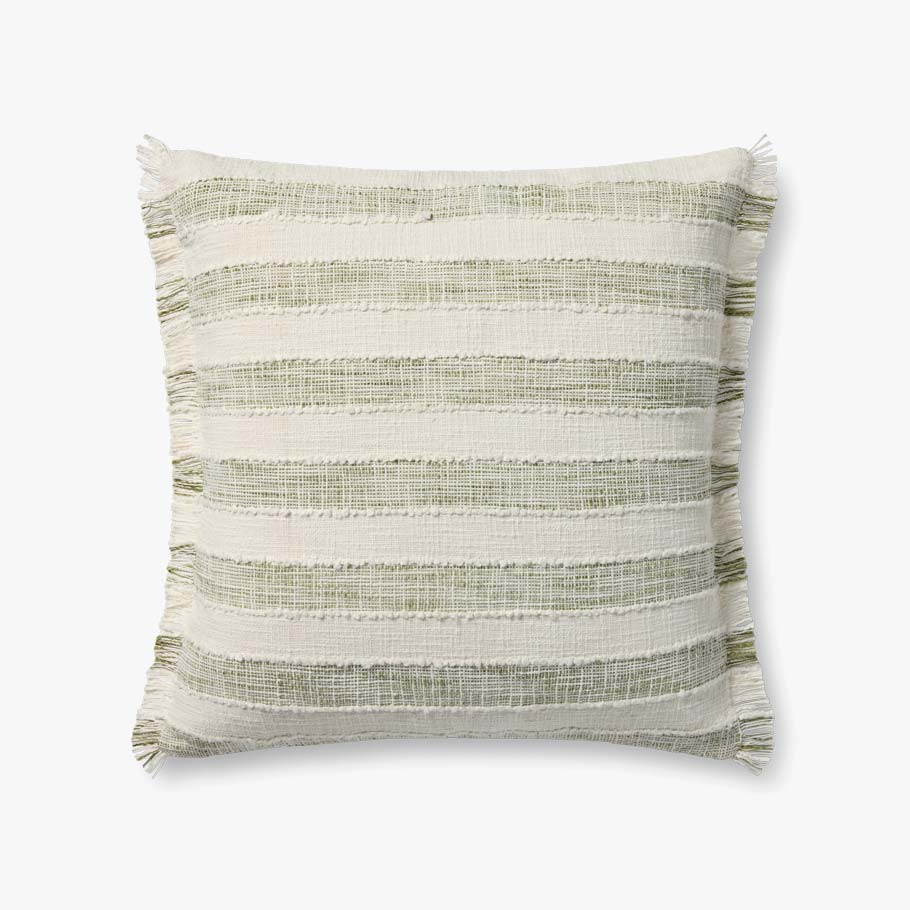 22" x 22" Green/Ivory Down Pillow