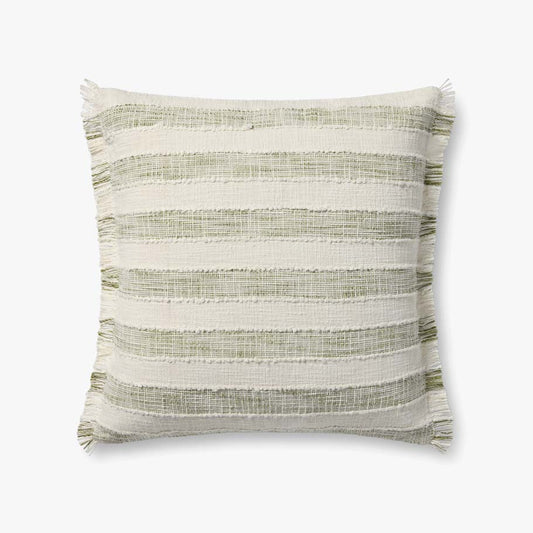 22" x 22" Green/Ivory Down Pillow